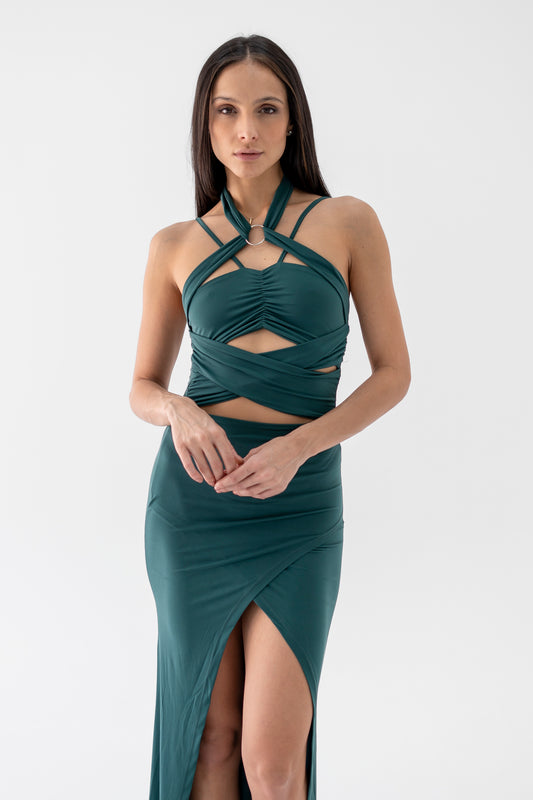 Vestido Verde Casual Zigzag